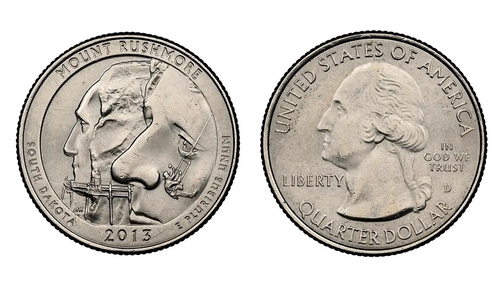 2013-P White Mountain quarter misaligned die error showing rotated alignment between obverse and reverse